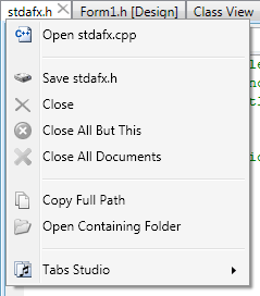 Open corresponding file command in context menu