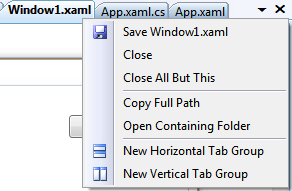 VS08 context menu for document tab