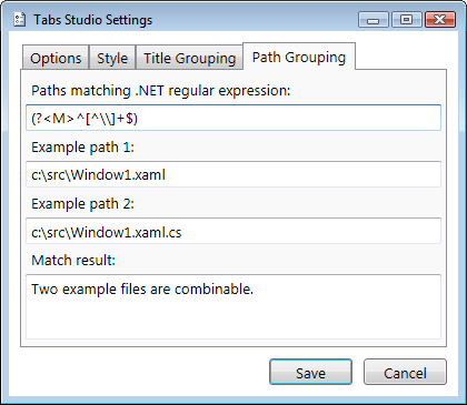 Path grouping settings