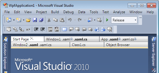 Multiple rows of tabs in Visual Studio 2010 Beta 1 Multiple rows of tabs in Visual Studio 2010 Beta 1
