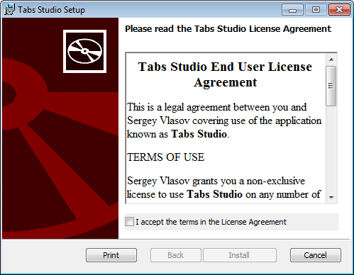 Tabs Studio Setup Step 1
