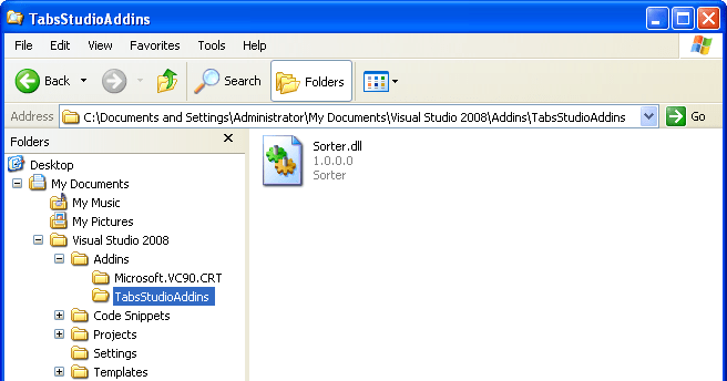 Sorter add-in installed