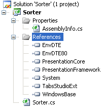 Sorter add-in solution structure