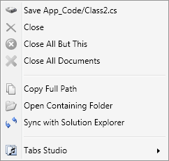 Sync with Solution Explorer tab extension context menu command