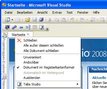 Localized context menu in German Visual Studio 2008