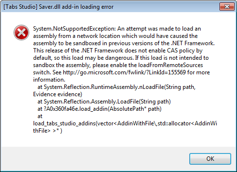 Blocked Saver add-in loading error in VS 2010 Blocked Saver add-in loading error in VS 2010