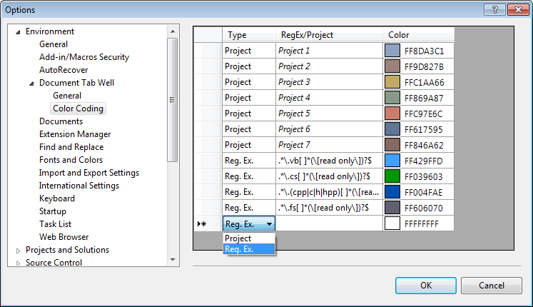 Color Coding Document Tab Well Options Color Coding Document Tab Well Options