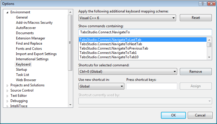 Navigate to last tab shortcut keys assignment Navigate to last tab shortcut keys assignment