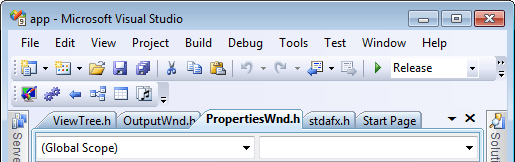 Tabs in Visual Studio 2008 Tabs in Visual Studio 2008