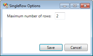 SingleRow options dialog