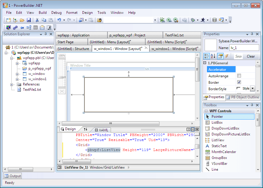 Tabs Studio tabs in PowerBuilder .NET 12.0 IDE