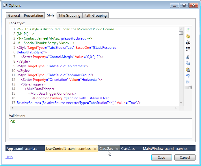 Transparent tabs preview on the system background color Transparent tabs preview on the system background color