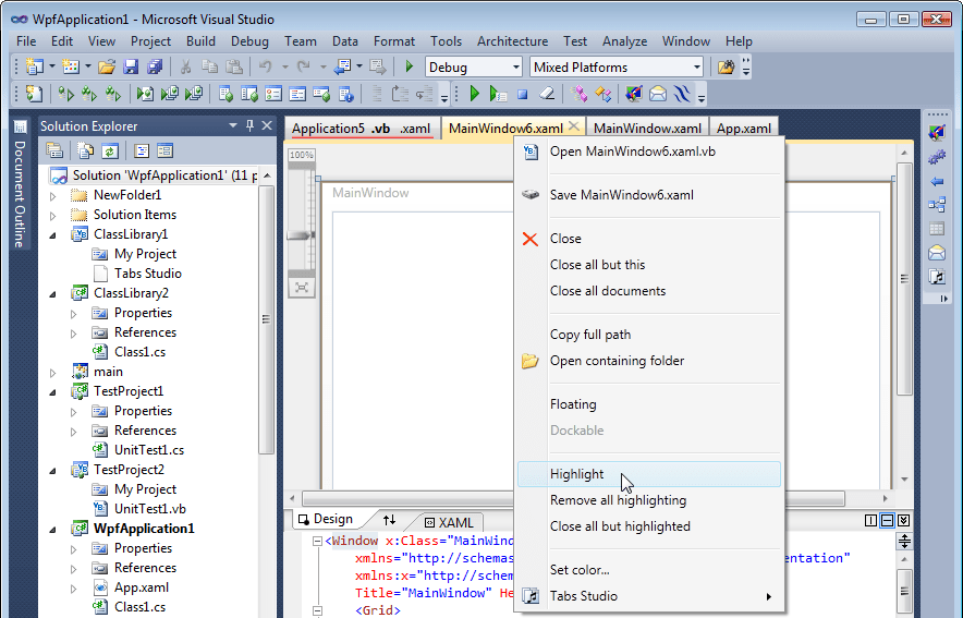 Marker context menu commands