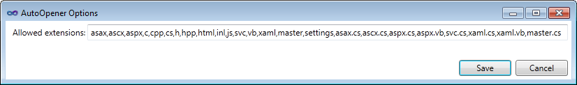 AutoOpener's default allowed extensions list