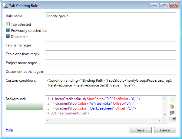 A tab coloring rule for priority tabs A tab coloring rule for priority tabs