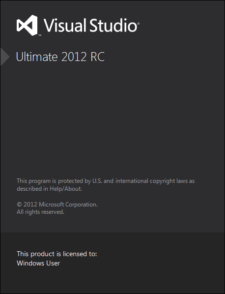 Visual Studio 2012 RC splash screen