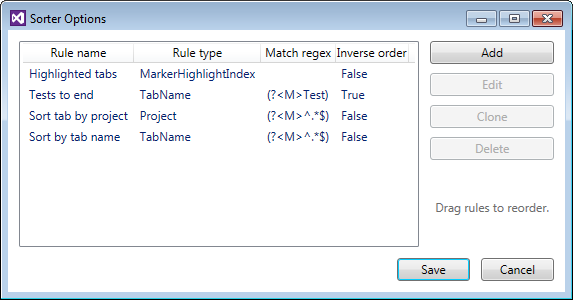 Sorting rules | Tabs Studio Blog (organizing Visual Studio document tabs)